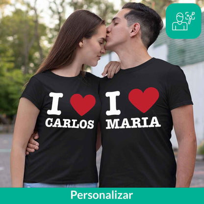 Playera para Parejas Personalizada Nombres I Love