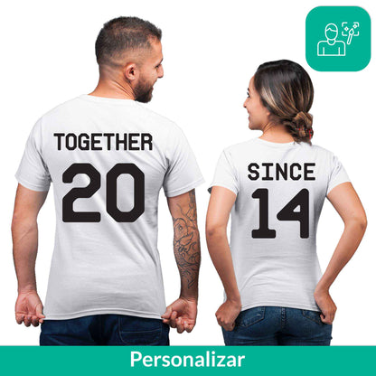 Playera para Parejas Personalizada con Año de Aniversario e Iniciales