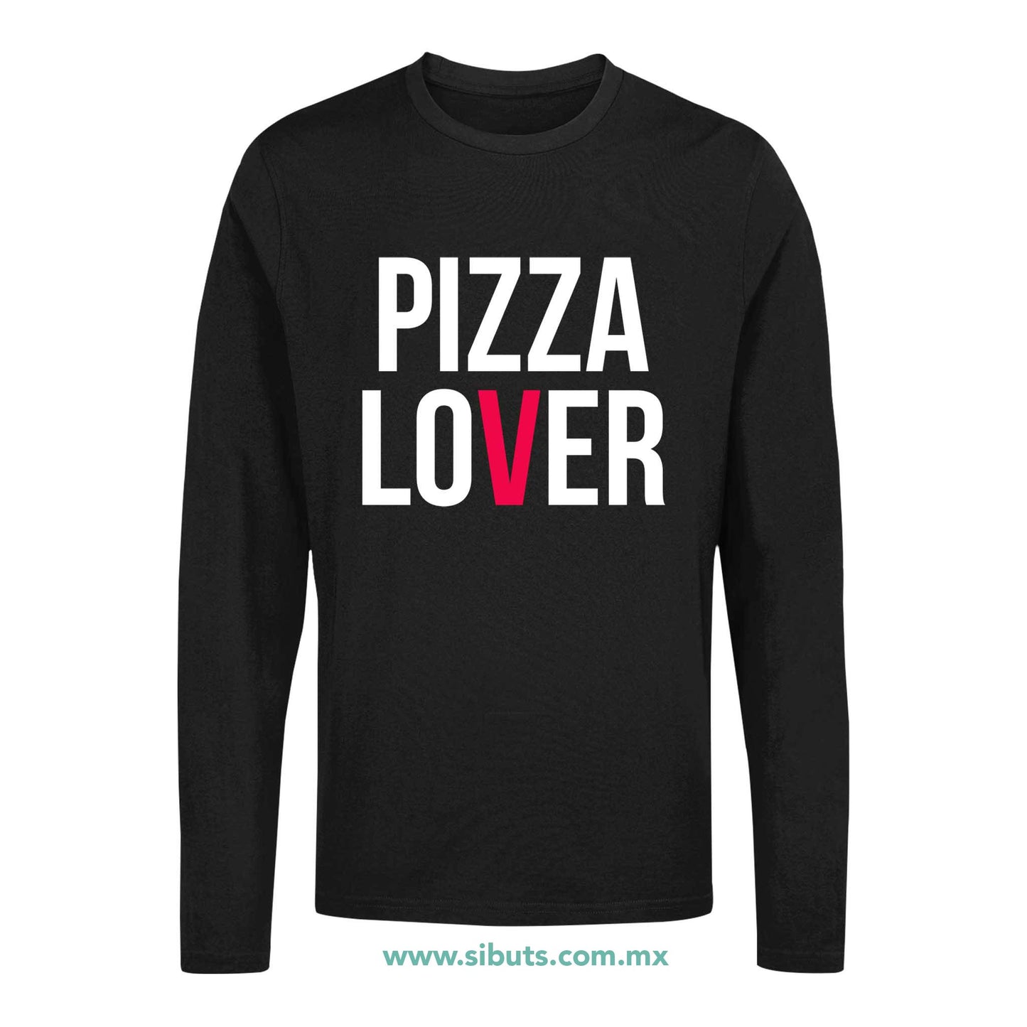 Playera Hombre Manga Larga Pizza Lover