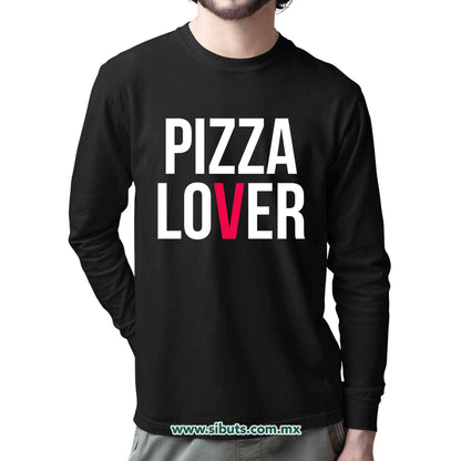 Playera Hombre Manga Larga Pizza Lover