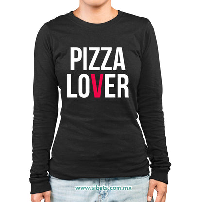Playera Mujer Manga Larga Pizza Lover