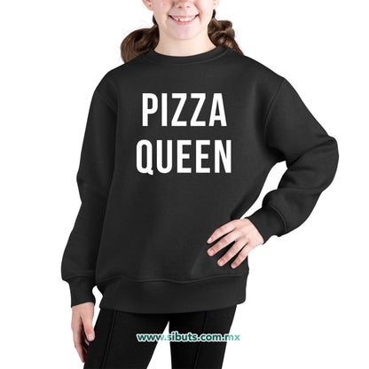 Sudadera Niño Cuello Redondo Frase Reina De La Pizza