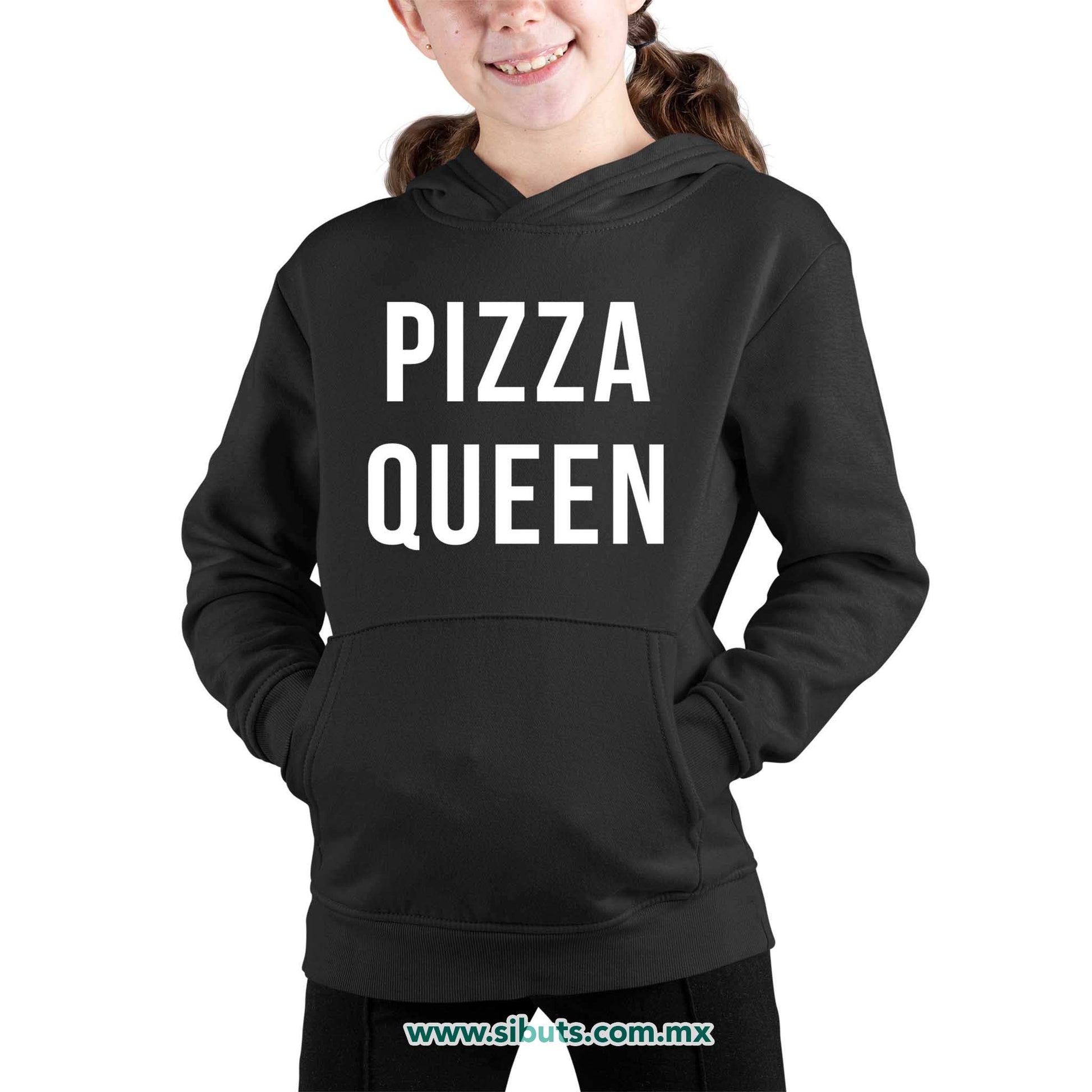 Sudadera Niño Gorro Frase Reina De La Pizza