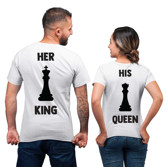 Playera para Parejas Ajedrez Her King His Queen