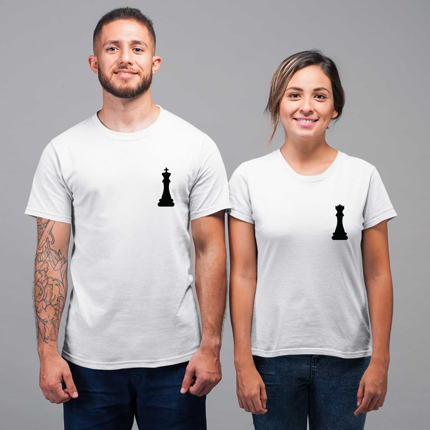 Playera para Parejas Ajedrez Her King His Queen
