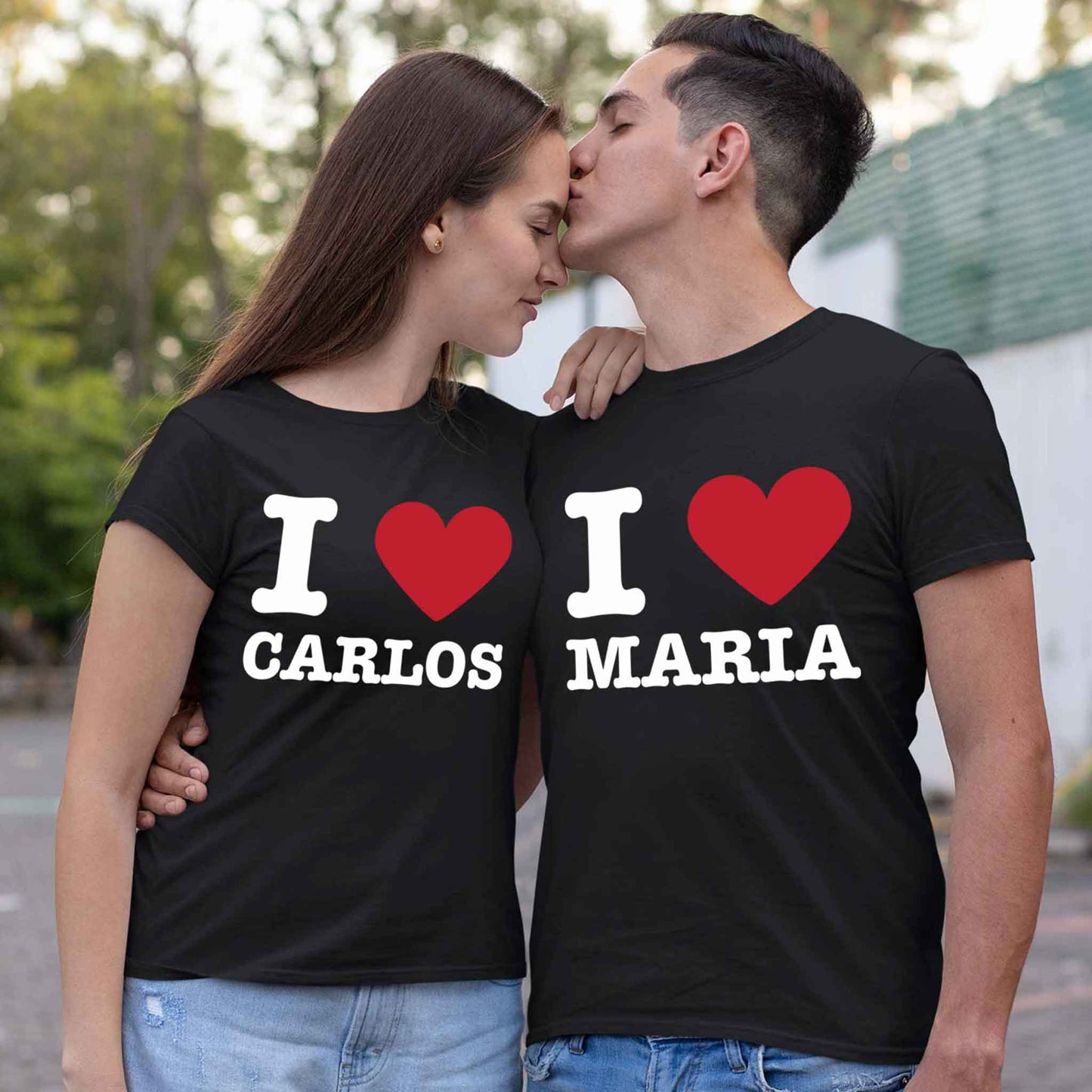 Playera para Parejas Personalizada Nombres I Love