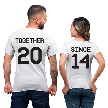 Playera para Parejas Personalizada con Año de Aniversario e Iniciales