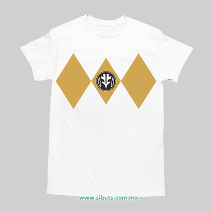 Playera Hombre Power Ranger Blanco