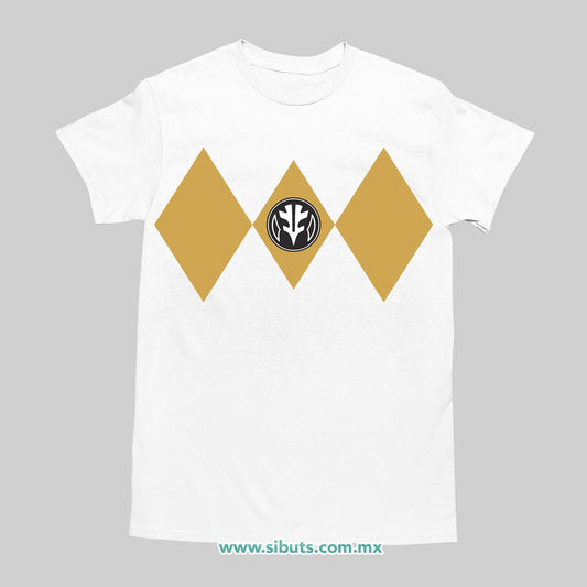 Playera Hombre Power Ranger Blanco