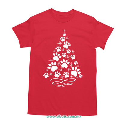 Playera Hombre Árbol Navidad Con Huella De Perrito