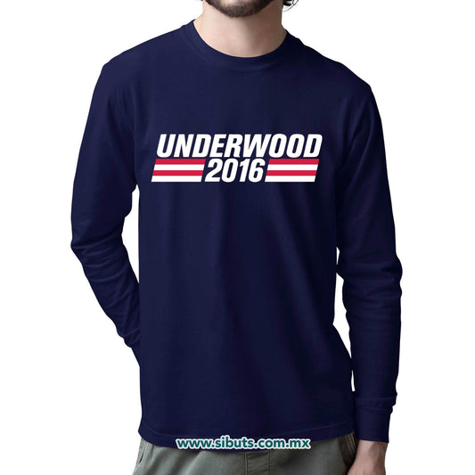 Playera Hombre Manga Larga House Of Cards Underwood 2016