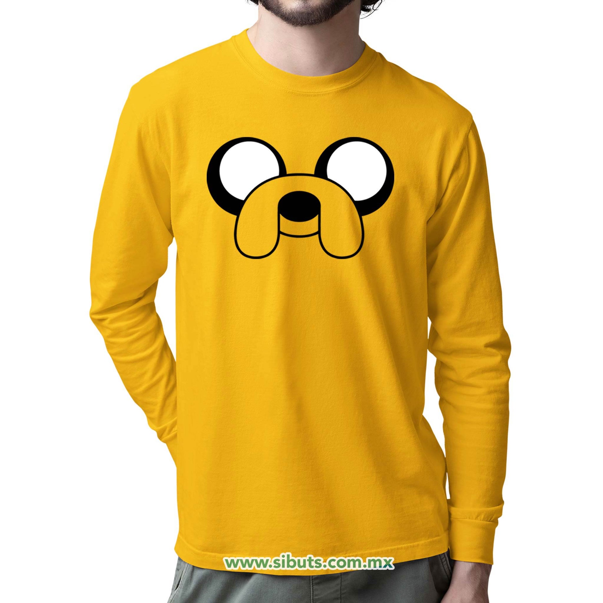 Playera Hombre Manga Larga Hora De Aventura Jake