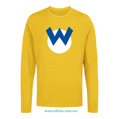Playera Hombre Manga Larga Mario Bros Wario