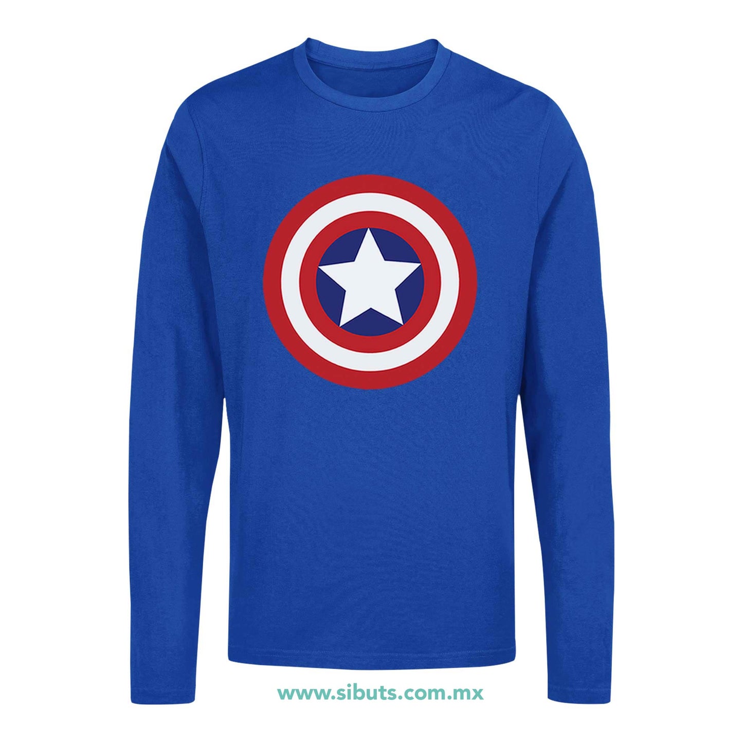 Playera Hombre Manga Larga Capitan America