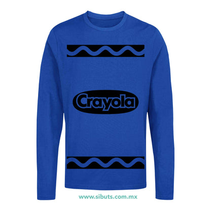 Playera Hombre Manga Larga Crayola Azul