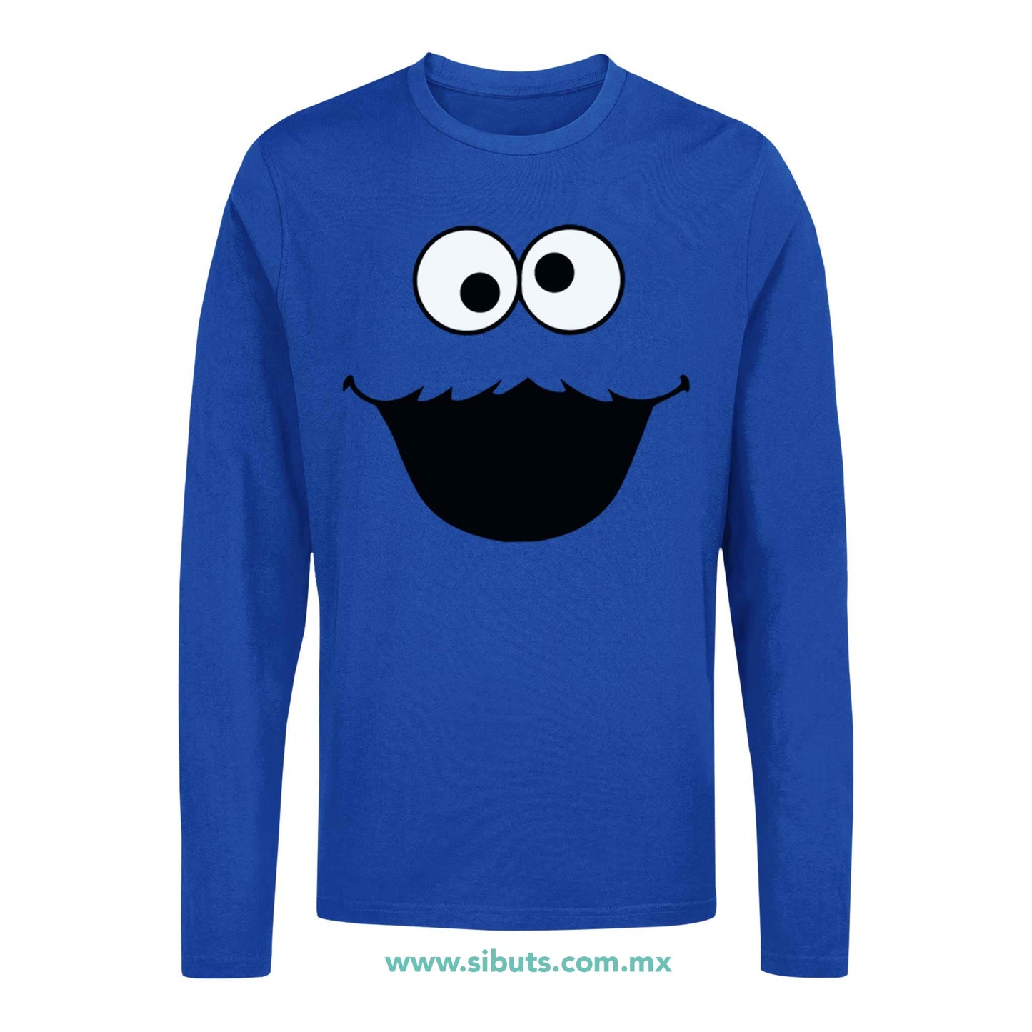Playera Hombre Manga Larga Plaza Sesamo Cookie Monster