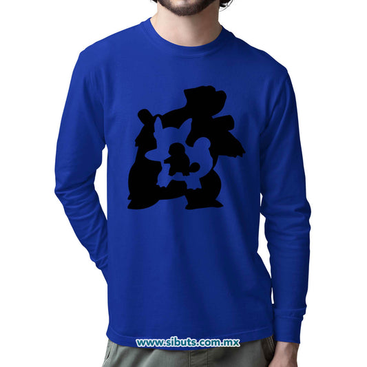 Playera Hombre Manga Larga Pokemon Squirttle Evolutions