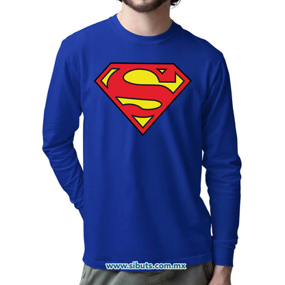 Playera Hombre Manga Larga Superman