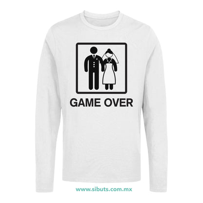 Playera Hombre Manga Larga Boda Game Over