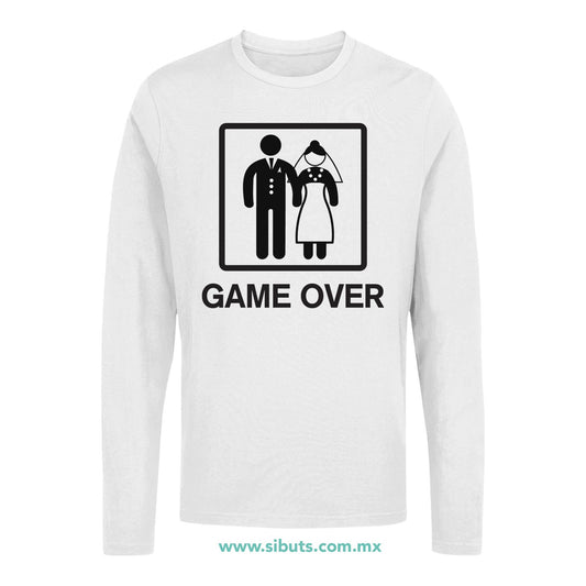 Playera Hombre Manga Larga Boda Game Over