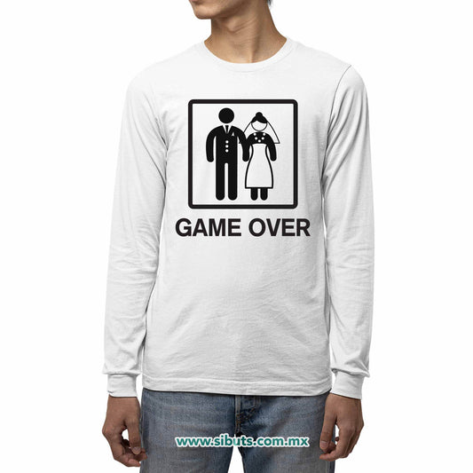 Playera Hombre Manga Larga Boda Game Over