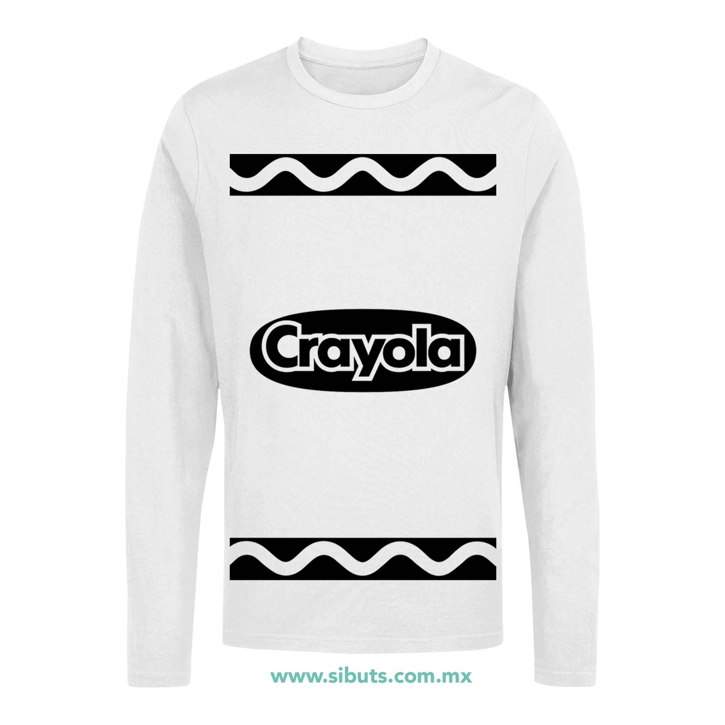 Playera Hombre Manga Larga Crayola Blanca
