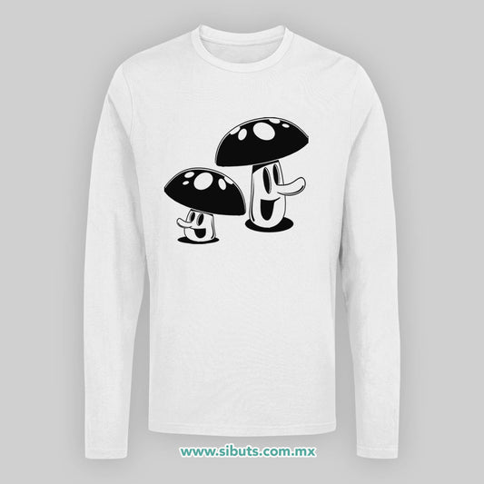 Playera Hombre Manga Larga Mushrooms Hongos