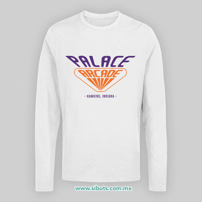 Playera Hombre Manga Larga Stranger Things Palace Arcade