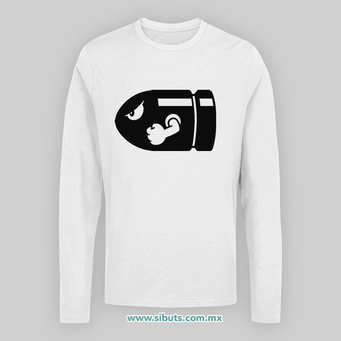 Playera Hombre Manga Larga Super Mario Bross Bullet