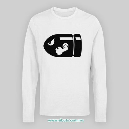 Playera Hombre Manga Larga Super Mario Bross Bullet