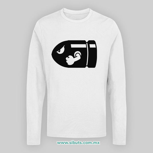 Playera Hombre Manga Larga Super Mario Bross Bullet