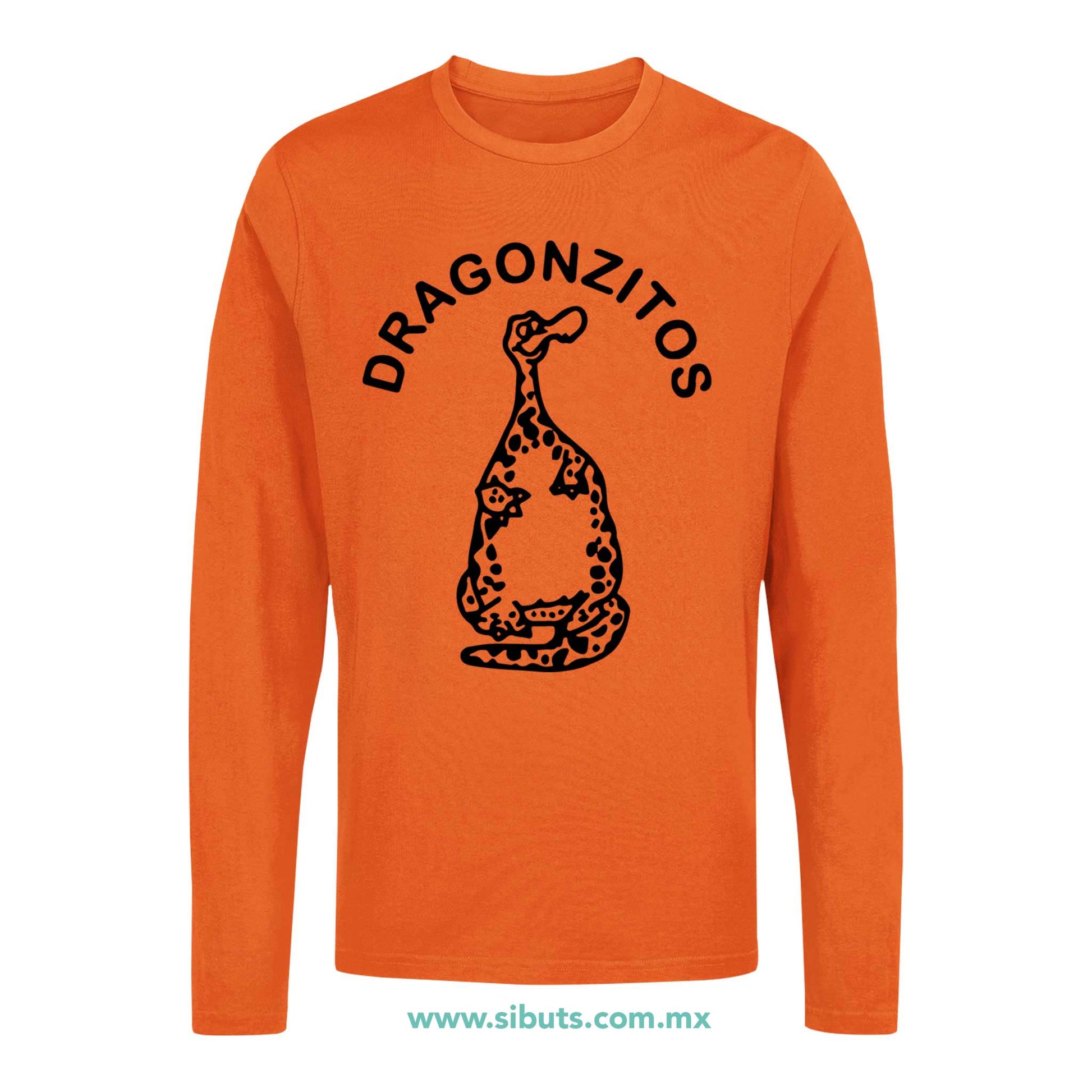 Playera Hombre Manga Larga Dulces Dragonzito Naranja