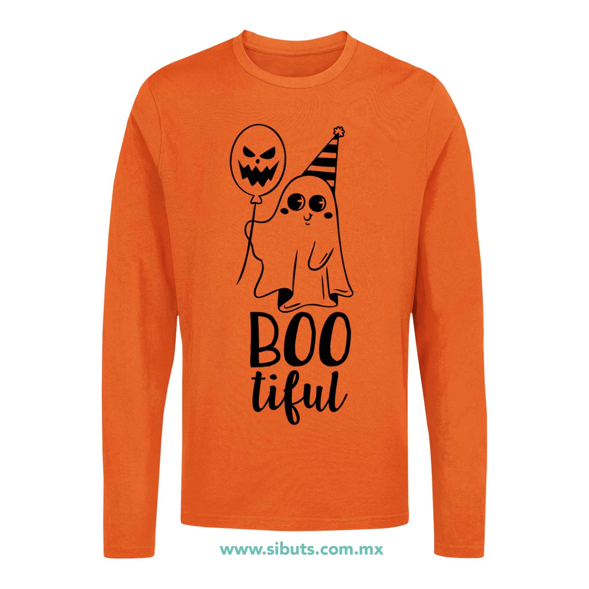 Playera Hombre Manga Larga Halloween Boo Tiful