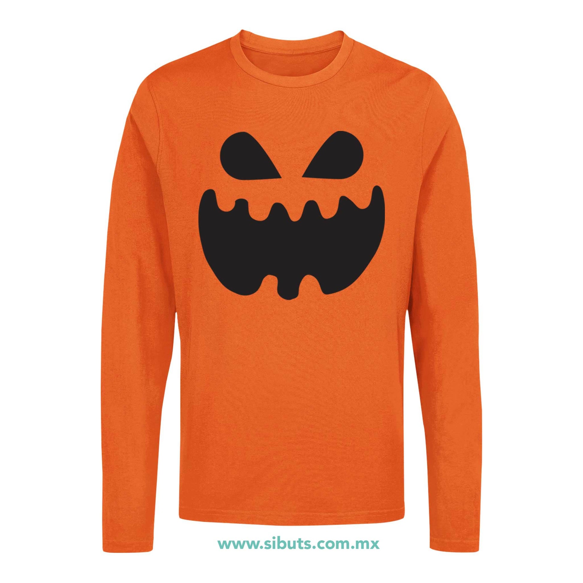 Playera Hombre Manga Larga Halloween Calabaza Pumpkin