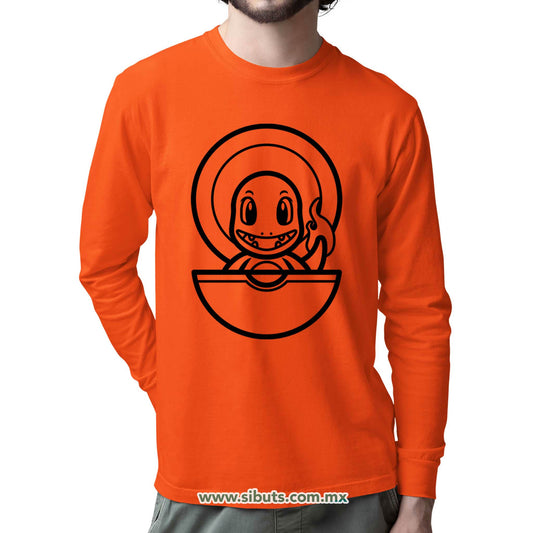Playera Hombre Manga Larga Pokemon Charmander Point