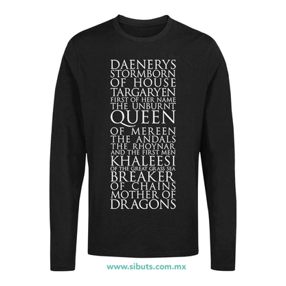 Playera Hombre Manga Larga Game Of Thrones Daenerys