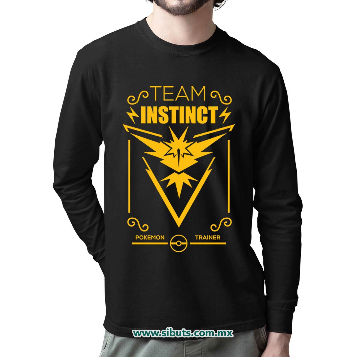 Playera Hombre Manga Larga Pokemon Go Team Instinct