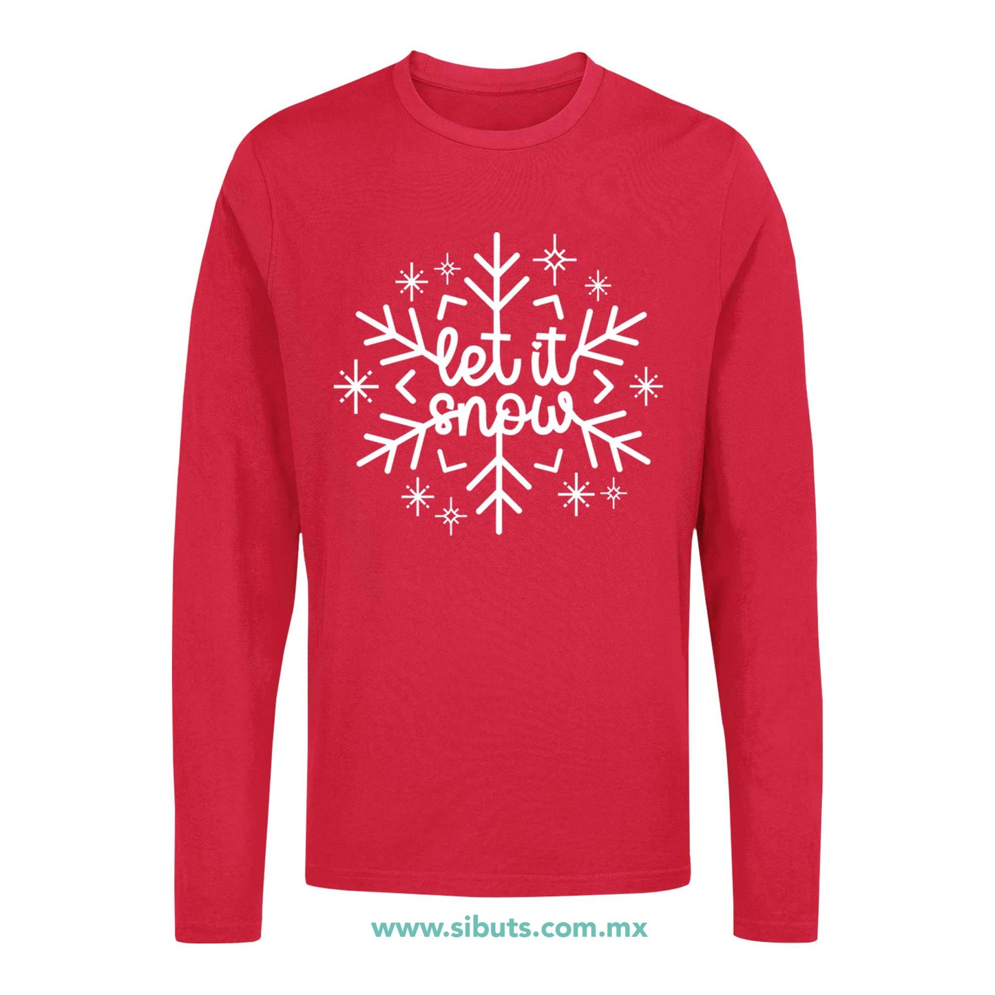 Playera Hombre Manga Larga Copo De Nieve Let It Snow