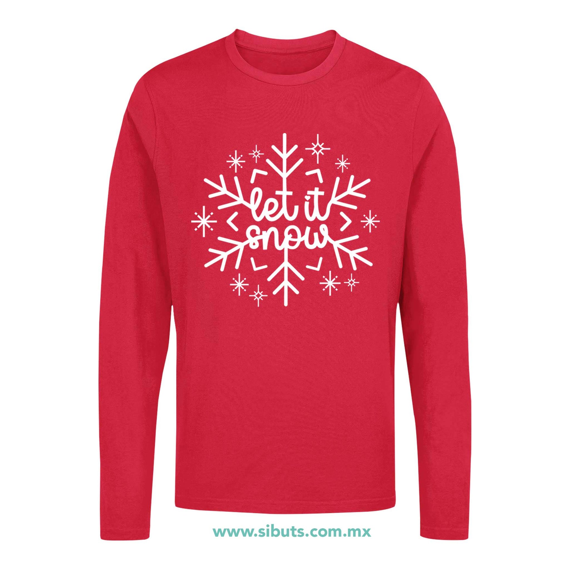 Playera Hombre Manga Larga Copo De Nieve Let It Snow