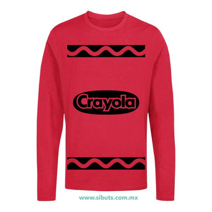 Playera Hombre Manga Larga Crayola Rojo