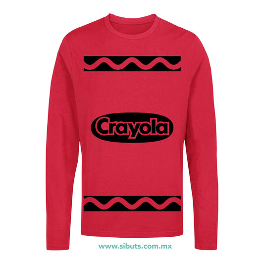 Playera Hombre Manga Larga Crayola Rojo