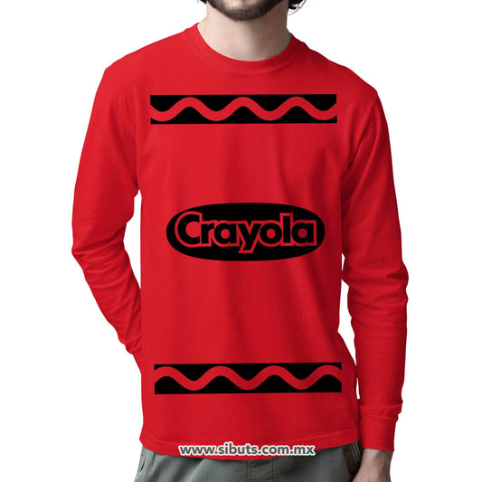 Playera Hombre Manga Larga Crayola Rojo