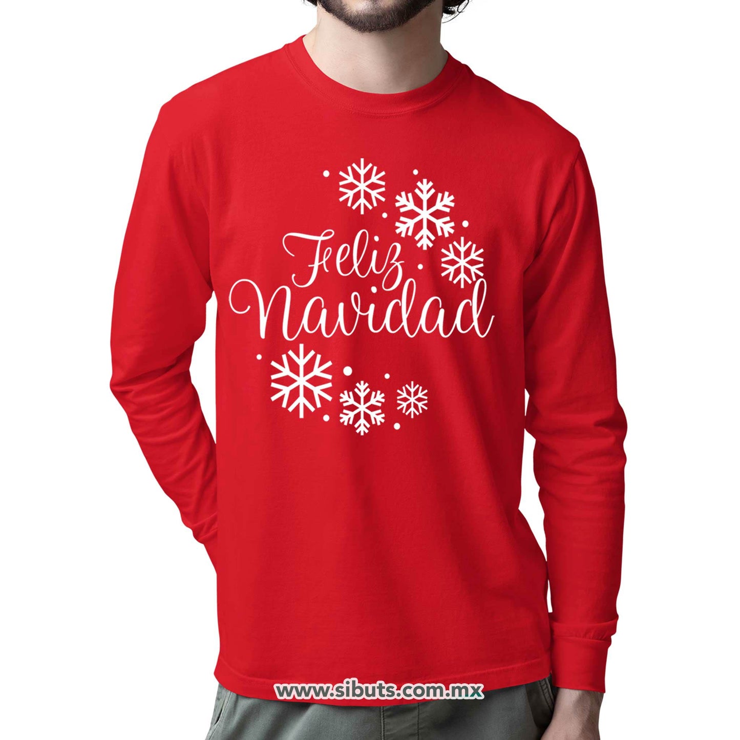 Playera Hombre Manga Larga Feliz Navidad