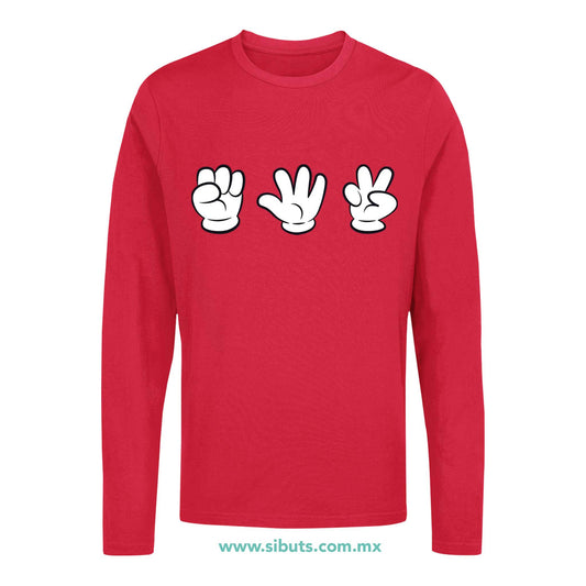 Playera Hombre Manga Larga Juego Piedra Papel O Tijera