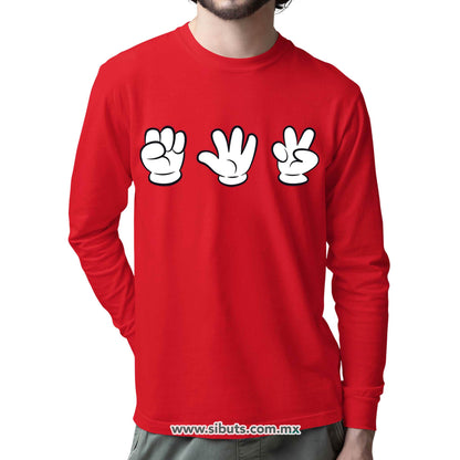 Playera Hombre Manga Larga Juego Piedra Papel O Tijera