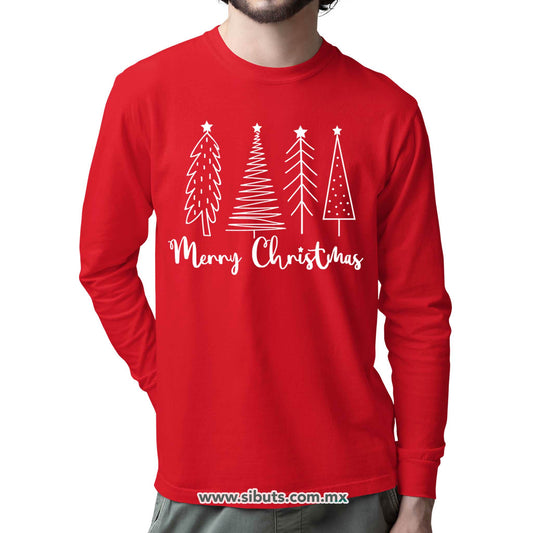 Playera Hombre Manga Larga Merry Christmas