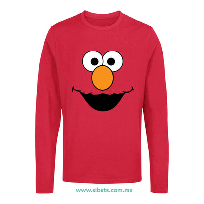 Playera Hombre Manga Larga Plaza Sesamo Elmo
