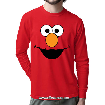 Playera Hombre Manga Larga Plaza Sesamo Elmo