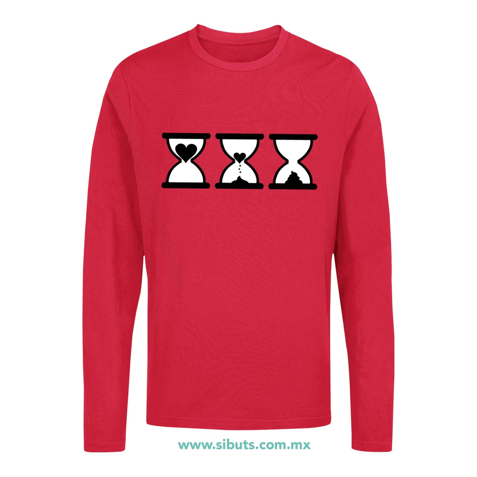 Playera Hombre Manga Larga San Valentin Reloj De Arena Desamor