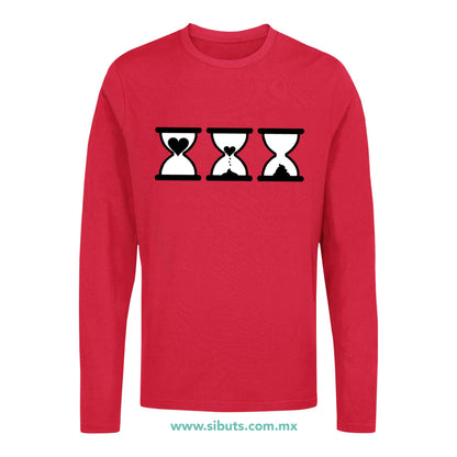 Playera Hombre Manga Larga San Valentin Reloj De Arena Desamor
